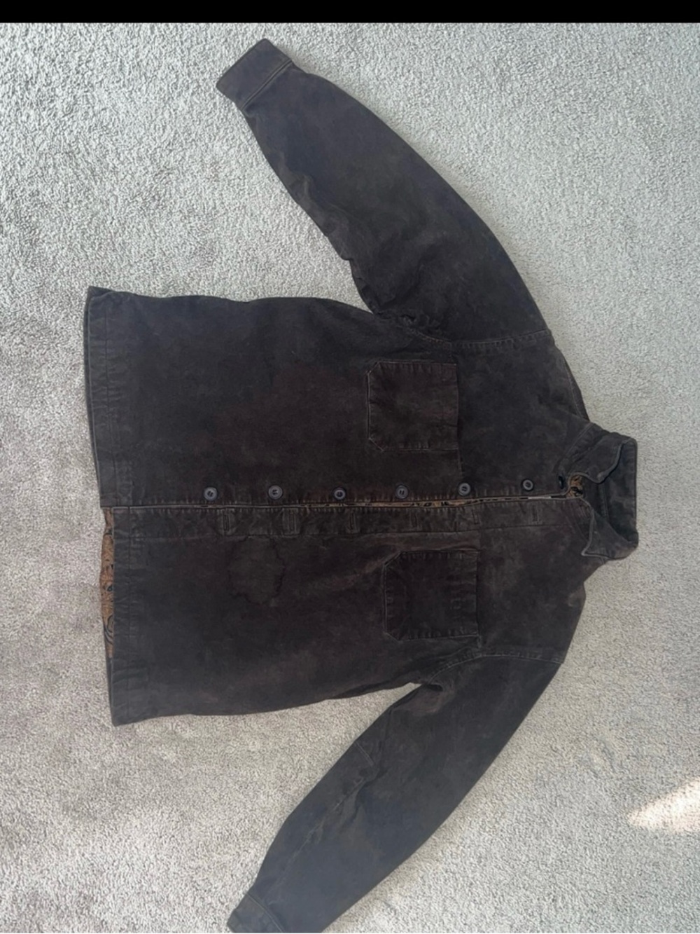 Women’s Dark Brown Leather Button-Front Jacket